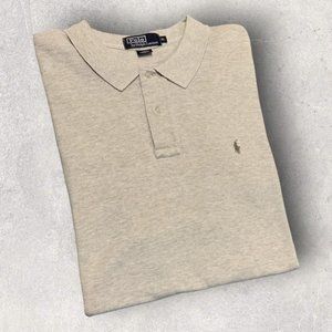 Vintage Polo Ralph Lauren Shirt Men's XL Beige Cotton Preppy Y2K Pony‎ Polo